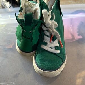 Mini Boden Green and White Sneakers with Suede Upper